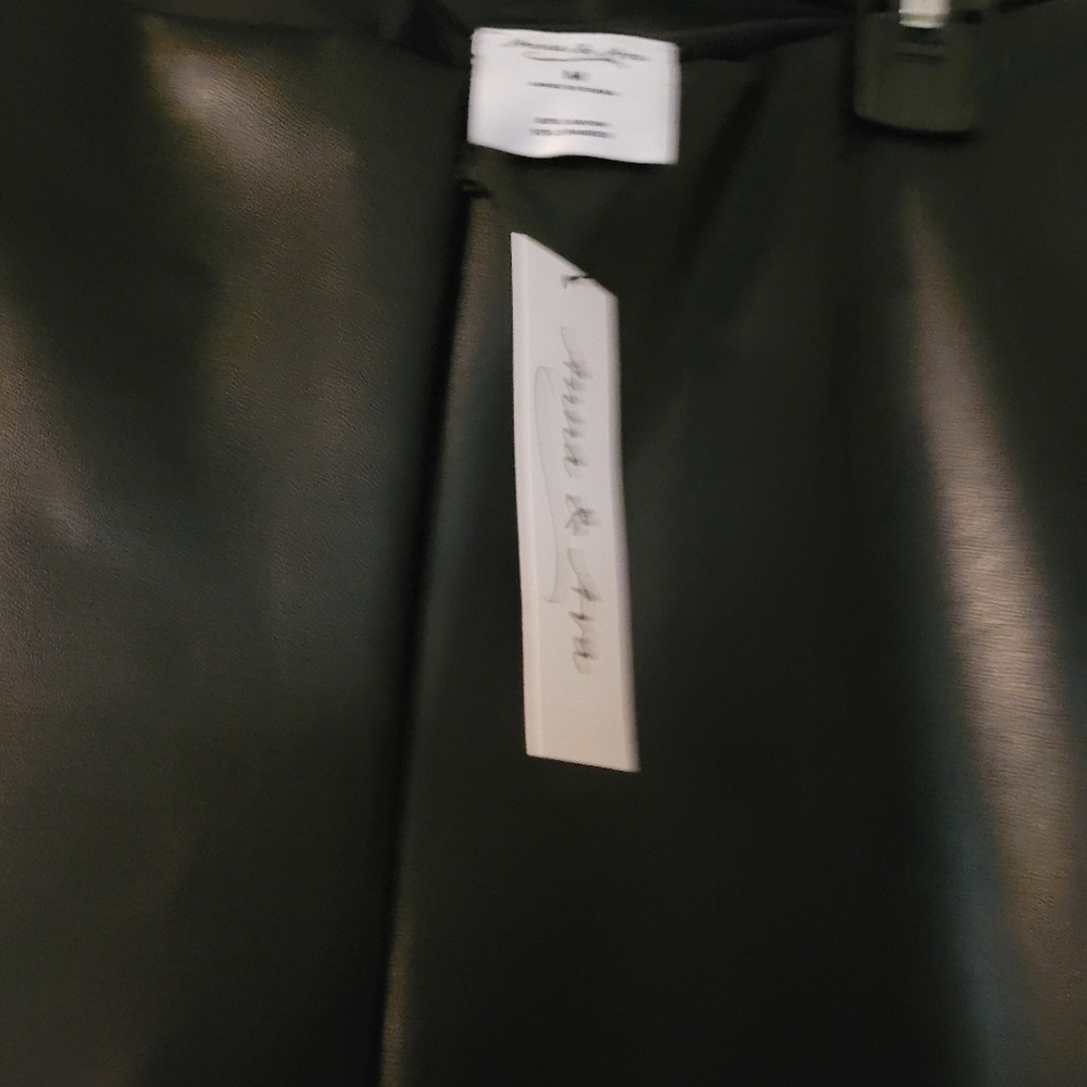 NWT- Black Faux Leather Flare Cropped Pants - Picture 3 of 9